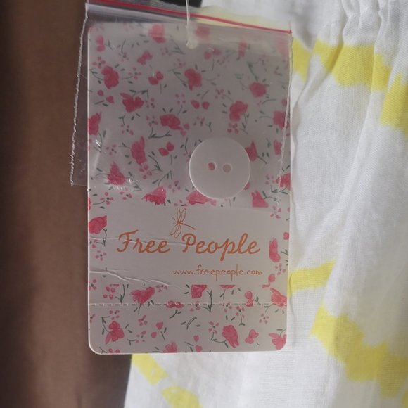 Free People Yellow White Striped Cami Tank with Drawstring NWT - Picture 4 of 6